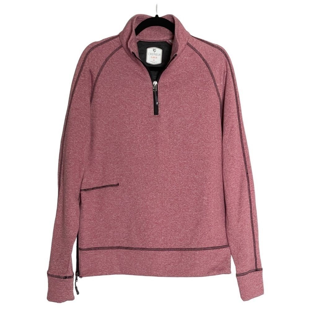 Cremieux Club 38 Fleece Lined Red Heather Quarter Zip Jacket Size M